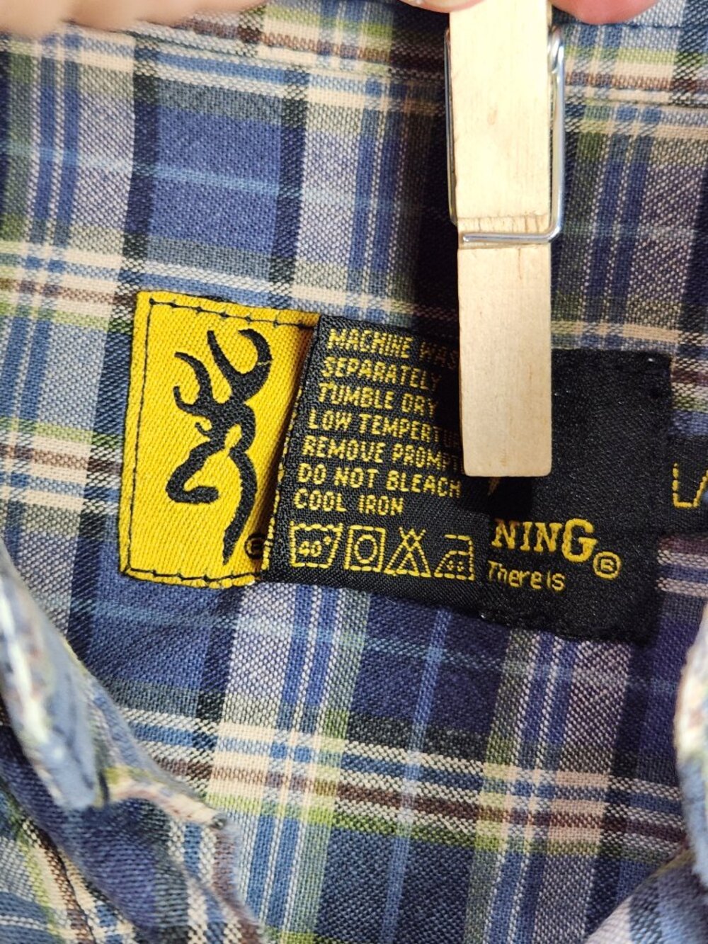 Browning Button Up Shirt Men's L Long Sleeve Blue Plaid Outdoor Casual - Picture 6 of 6
